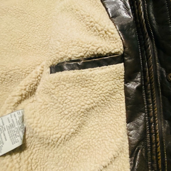 New mens Levi's Brown Sherpa Lined zip button Bomber Coat Jacket Size Large - Picture 10 of 15
